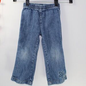 Vintage Y2K okie dokie girl 2t blue jeans with flower embroidery bootcut